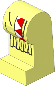 ~Minifig Leg Left with Red/White Triangles Pattern (Obsolete)