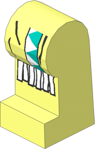 ~Minifig Leg Left with Dark Turquoise/White Triangles, White Fringe Pattern (Obsolete)
