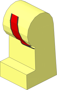 ~Minifig Leg Left with Red Coattail Pattern (Obsolete)