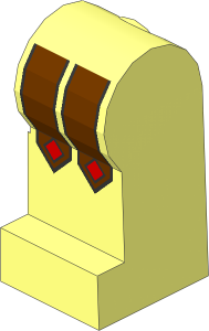 ~Minifig Leg Left with Leather Straps (Red Studs) Pattern (Obsolete)