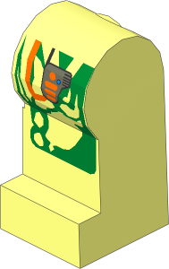 ~Minifig Leg Left with Orange Cable Pattern (Obsolete)