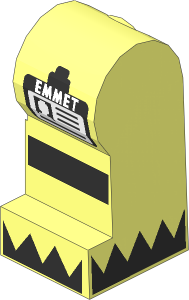 ~Minifig Leg Left with 'EMMET' Badge, Reflective Stripe and Silver Triangles on Feet Pattern (Obsolete)