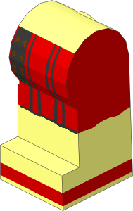 ~Minifig Leg Left with Red Roman Tunic and Belt Pattern (Obsolete)
