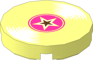 Tile  2 x  2 Round with Round Underside Stud with Magenta Star and Record Pattern