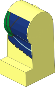 ~Minifig Leg Left with DarkBlue and Gold Loincloth Pattern (Obsolete)