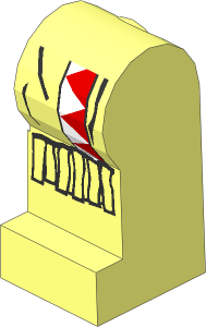 ~Minifig Leg Left with Red/White Triangles Pattern (Obsolete)