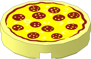 Tile  2 x  2 Round with Round Underside Stud with Pizza Pepperoni Pattern