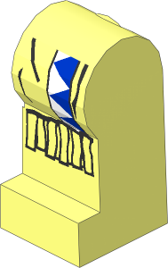 ~Minifig Leg Left with Blue/White Triangles, Fringe Pattern (Obsolete)