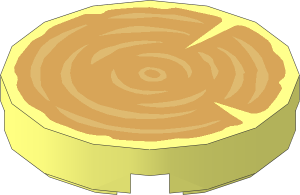 Tile  2 x  2 Round with Round Underside Stud with Tan and Dark Tan Tree Stump Pattern