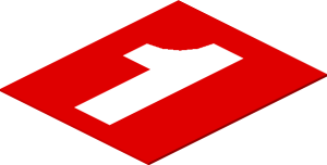 Sticker  1.2 x  1 with White "1" on Red