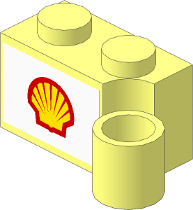 Hinge Brick  1 x  4 Base with 2 Stickers with Shell Logo