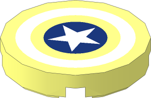Tile  2 x  2 Round with Captain America Shield Pattern