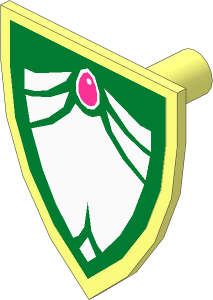 Minifig Shield Triangular with Dark Pink Jewel and Gold Border Sticker