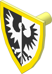 Minifig Shield Triangular with Black Falcon Yellow Border Pattern