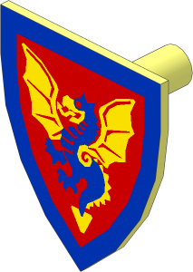 Minifig Shield Triangular with Blue Dragon Pattern