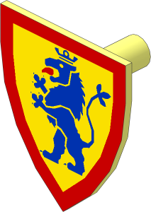 Minifig Shield Triangular with Blue Lion on Yellow Pattern