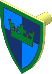 Minifig Shield Triangular w/ Crown on Dk/Med Blue Quart. Pattern