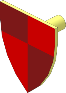 Minifig Shield Triangular with Maroon/Red Quarters Pattern