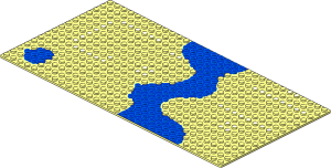Baseplate 16 x 32 with Square Corners with River and Set 6071 Dots Pattern