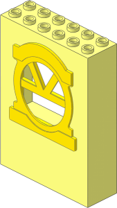 Panel  2 x  6 x  7 with Window Fabuland with One Semicircular and Three Sextant Panes Yellow