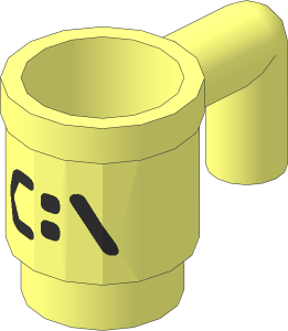 Minifig Cup with Black "C:\" Pattern