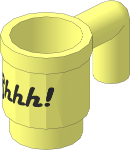 Minifig Cup with Black "Shhh!" Pattern