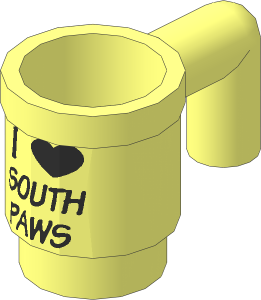 Minifig Cup with Black "I Heart SOUTH PAWS" Pattern