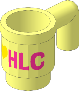Minifig Cup with Medium Lilac and Medium Lavender "I Heart HLC" Pattern