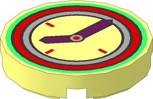 Tile  2 x  2 Round with Round Underside Stud with Coloured Clock Pattern