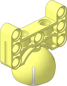 Technic Beam  5 x  3 H-shaped with Ball Socket with White 19mm Ball