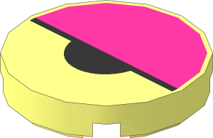 Tile  2 x  2 Round with Round Underside Stud with Medium Lilac Eyelid and Black Pupil Pattern