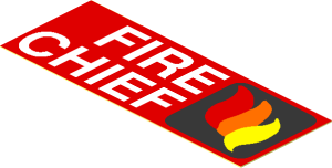 Sticker  1.1 x  2.9 with Fire Logo and "FIRE CHIEF" - Logo Right