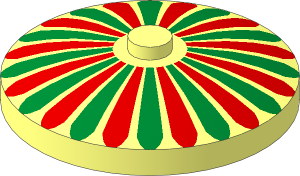 Dish  4 x  4 Inverted with Red and Green Petals Pattern