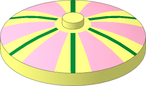 Dish  4 x  4 Inverted with Pink and Green Stripes Pattern