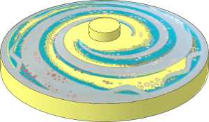 Dish  4 x  4 Inverted with White and Aqua Swirl Pattern