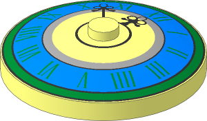 Dish  4 x  4 Inverted with Clock with Light Blue Face and Roman Numerals Pattern