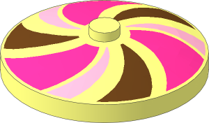 Dish  4 x  4 Inverted with Magenta, Bright Pink and Medium Azure Stripes Pattern