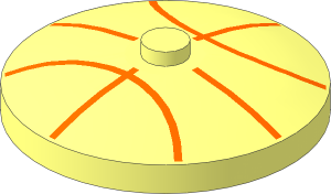 Dish  4 x  4 Inverted with Orange Basket Ball Lines Pattern