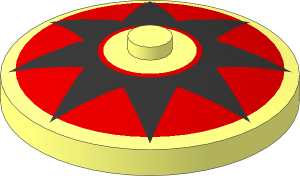 Dish  4 x  4 Inverted with Black Eight Pointed Star on Red Circle Pattern