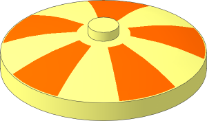 Dish  4 x  4 Inverted with Five Orange Wedges Pattern