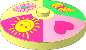 Dish  4 x  4 Inverted with Four Section Heart, Sun, Flower, Butterfly Pattern