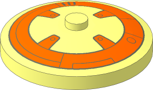 Dish  4 x  4 Inverted with Orange and Dark Bluish Grey BB-8 Droid Pattern