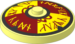 Dish  4 x  4 Inverted with Viking Dark Red and Yellow Rune Shield Pattern