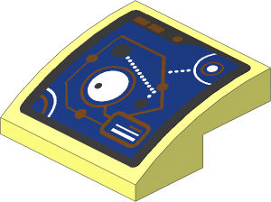 Slope Brick Curved  2 x  2 x  0.667 with Medium Azure and White Connected Circles and Lines Sticker