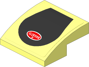 Slope Brick Curved  2 x  2 x  0.667 with Black Radiator Grille and Bugatti Logo on Transparent Background Sticker