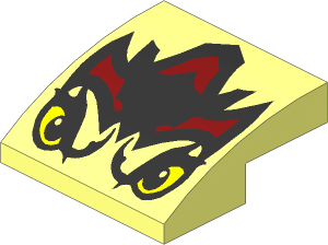 Slope Brick Curved  2 x  2 x  0.667 with Wolf Armour and Eyes Pattern