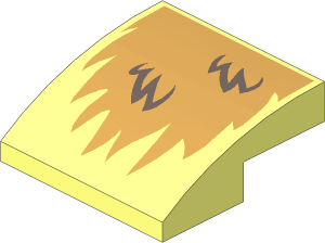 Slope Brick Curved  2 x  2 x  0.667 with Dark Tan Fur Pattern