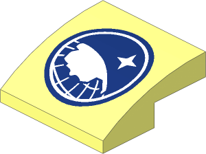 Slope Brick Curved  2 x  2 x  0.667 with Arctic 2014 Logo (White on Dark Blue) Pattern