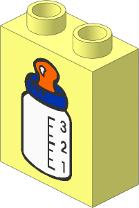 Duplo Brick  1 x  2 x  2 with Baby Bottle Blue Top Pattern