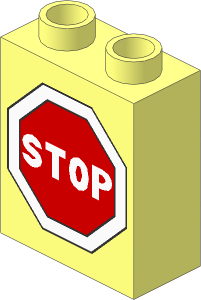 Duplo Brick  1 x  2 x  2 with Stop Sign Pattern